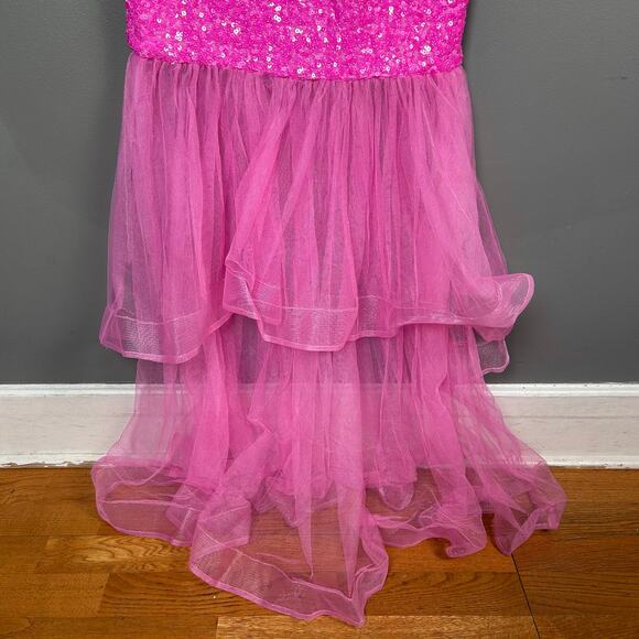 Faeriesty Mermaid dress Gown Size L Hot Pink sequins fairy Legally Blonde Prom - Picture 9 of 12